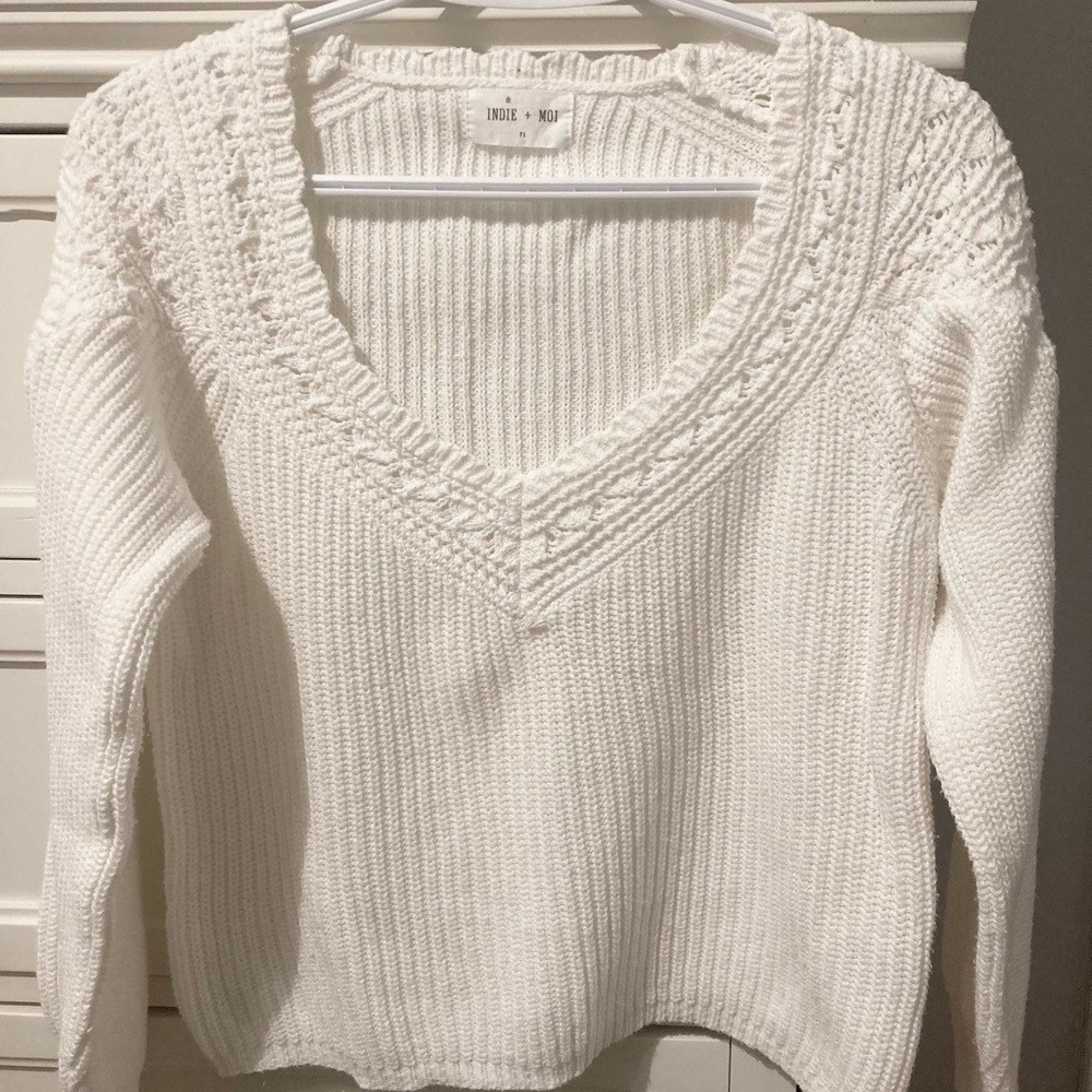 White sweater from Simons